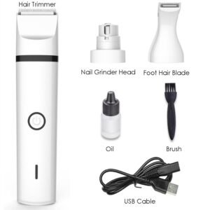 Appareil de toilettage 3 en 1 pour chiens et chats : tondeuse à poils, lime à ongles, coupe-ongles, coupe-poils, USB