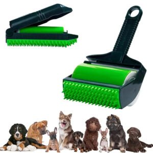 Accessoires pour animaux de compagnie - Brosse anti-peluches portable et lavable - Rouleau adhésif pour vêtements et vêtements - Nettoie la poussière