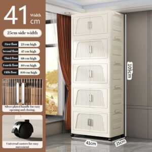 Armoire de rangement pliable à roulettes, 3/4 niveaux empilables, organisateur de placard
